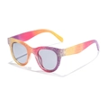 Kids round gradient rainbow sunglasses with glitter sparkles and gray lenses - Orange Purple Gradient Glitter