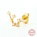 Gold-plated S925 sterling silver constellation stud earring with sparkling crystals - Aquarius / Gold