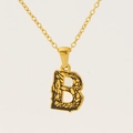 Golden titanium steel letter B pendant necklace with unique black artistic texture - Gold Letter B