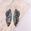 S925 silver gradient butterfly wing earrings with gold foil accents and gold hooks - Green Painted-Gold Foil