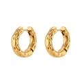 Aros modernos de acero inoxidable bañados en oro de 18K con textura martillada - Superficie Lunar Irregular-Dorado-19mm