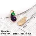 DIY enamel eggplant charm in purple and gold alloy for jewelry making, 17x8x1.5mm - Eggplant BK1544#