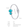 Brazalete de acero de titanio plateado con inserciones dobles de turquesa y cierre - Color Acero (Z287)