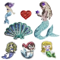 Sparkly mermaid shell and heart sequin patches for DIY clothing decoration set - 7pcs Small Mixed Set