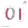 Detailed dimensions of 925 sterling silver earring with rose red enamel finish - White Gold Plated 925 Silver - Rose Red
