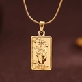 Golden tarot card necklace with THE STAR pendant and sparkling crystals for women - Gold (X6059GD)
