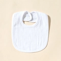 Soft white cotton baby bib with gauze texture and adjustable snap buttons - White