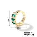 Detail shot of gold adjustable ring with alternating green and clear zircon stones - 2.5*5mm-7 Stones / Gold Base Green & White Stone