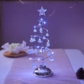 Spiral LED crystal Christmas tree with silver wire and cold white lights on a round base - Large Silver Tree