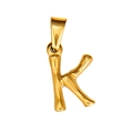 Bamboo-style textured letter K pendant in 18K gold plated stainless steel - Letter K