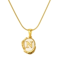 Collier en acier inoxydable plaqué or 18K avec pendentif coquillage lave et lettre N - Lettre N (S-P035-N)