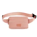 Peach pink water-resistant nylon waist bag with double zippers and adjustable strap - Pink
