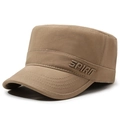 Casquette militaire kaki en coton pour hommes avec broderie SPIRIT sur fond blanc - Réglable / Style avec Broderie de Lettres SPIRIT / Kaki