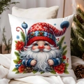 Winter Christmas gnome pillowcase with hand-painted watercolor elf and pine decoration - CDR381-7