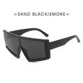 Oversized shield polarized sunglasses in matte sand black frame with smoke lenses - Matte Black Frame/Gray Lens
