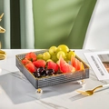 Smoky grey square divided candy dish with gold rim and transparent crystal feet - Square Tray Grey