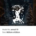 Christmas window sticker with white reindeer silhouette and snowflakes, 20x30cm size - Reindeer and Angels (wmsd-79)