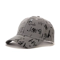 Grey reflective baseball cap featuring street style graffiti prints and metallic finish - 56-60cm Adjustable / Grey Black Print