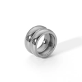 Macro view of double-layer silver stainless steel ring with mirror polished finish - Double Parallel Band Style (TR4053-S)