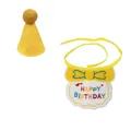 Yellow birthday pet costume set with Happy Birthday embroidered bib and pompom hat - Yellow Birthday Hat + Bib Set