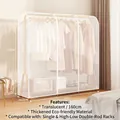 Translucent PEVA garment rack cover in size 160x50x150cm with zipper for clothes storage - Frosted / L160xW50xH150cm