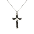 Punk stijl kruishanger ketting in zilver en zwart met kabeltextuur van roestvrij staal - Staal en Zwart