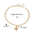 Golden chain necklace with starfish pendant and pearl charm, 40cm plus 5cm length - H499 Large Starfish Pearl Charm Necklace Gold