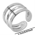 Three-layer silver steel geometric ring with dimension labels 1.4cm width and 1.7cm diameter - Silver