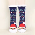 Chaussettes de Noël bleu marine épaisses avec motif Père Noël et doublure polaire - Taille unique / Vieil Homme Bleu Marine