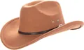Detail view of western cowboy hat with leather band and metal ventilation eyelets - Khaki (With Vents)