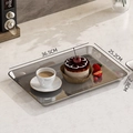 Dark translucent rectangular serving tray for coffee and cake, size 36.5x25.2x2.8cm - Large / Transparent Grey