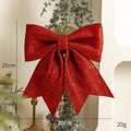 25cm large red glitter Christmas bow ornament with pearls for holiday tree decoration - 20*25cm / Red