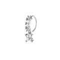 Macro shot of silver nose ring with sparkling flower pendant and clear cubic zirconia stones - Flower Style - Silver (BH089-2)