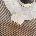 Mini acetic acid hair claw clip in pearlescent white with elegant shell luster finish - 3.5cm / AB White