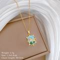 Détail du pendentif tulipe émaillé doré avec bordure en zircon et fiche technique du produit - Style tulipe en émail (E445)