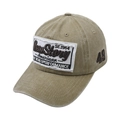 Vintage khaki washed cotton baseball cap with number 49 embroidery and distressed patch - Adjustable / Khaki
