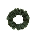 Deep green 19 momme mulberry silk scrunchie with elegant pleated texture and natural luster - 3.5cm/19 Momme / Army Green