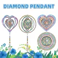 DIY diamond painting wind chime with colorful rhinestone heart and crystal pendant - DZ-37 Heart/Circle Geometric