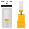 Ceramic nail drill bit large barrel XF extra fine style with yellow band and storage box - HF-01 Large Barrel Ceramic Drill Bit (XF Extra Fine)