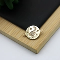 Gold plated round charm with rhinestone star and moon for DIY jewelry making - Round Moon Star Zirconia Style