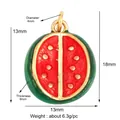 Miniature watermelon fruit pendant DIY accessory in green and red enamel finish - Watermelon Style (M15Water Melon)