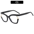 Gafas de ojo de gato anti luz azul, montura negra con detalles dorados y perlas - Marco Negro