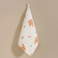 Soft cotton gauze baby washcloth with cute bear and carrot prints and hanging loop - Rabbit Wreath / High-density 25*25cm [stretch Size]