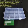 24-compartment clear plastic organizer box with dimensions 19.5x13x3.6cm for jewelry - Removable 12-Compartment 19.5x13x3.6cm