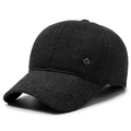 Dark grey winter baseball cap with fleece lining and side metal logo detail - Adjustable / Gray