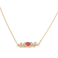 Exquisite gold MOM pendant necklace with a red center stone and multicolor zircon stones - MOM Letter Red Stone Necklace