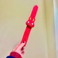 Plush Christmas slap bracelet in bright red with a cute 3D bunny head ornament - Lucky Rabbit