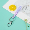 Purple gradient translucent PVC keychain strap with silver metal lobster clasp and ring - Holographic Purple