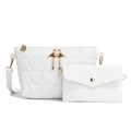 Set borsa a tracolla bianca con trapuntatura a cuore e decorazione a cigno dorata - Bianco