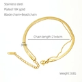 Tobillera de doble capa en acero inoxidable chapado en oro 18k con cadena de cuentas - Estilo Dorado de Doble Cadena de Serpiente y Cadena de Cuentas (ZYG1004-金色)